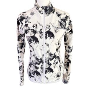 Marika yoga jacket in graphic black and white pattern woman's size L